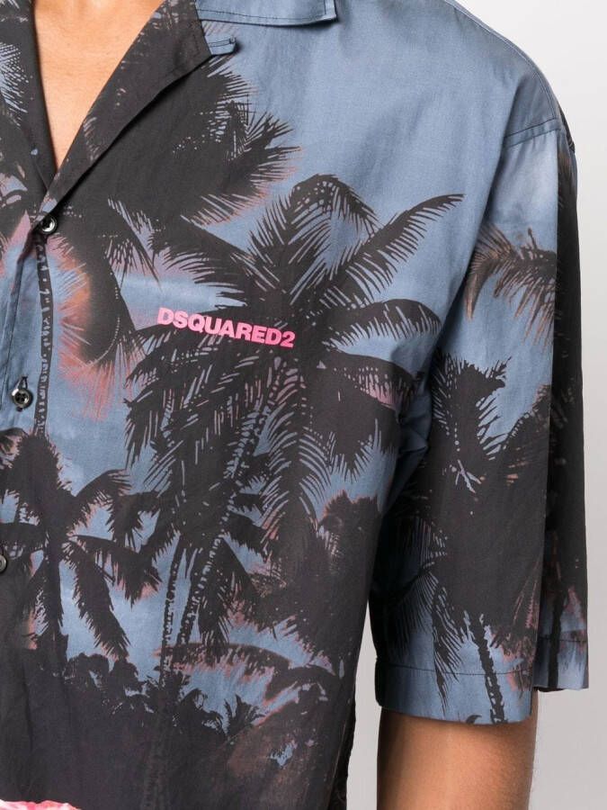 Dsquared2 Overhemd met palmboomprint Zwart