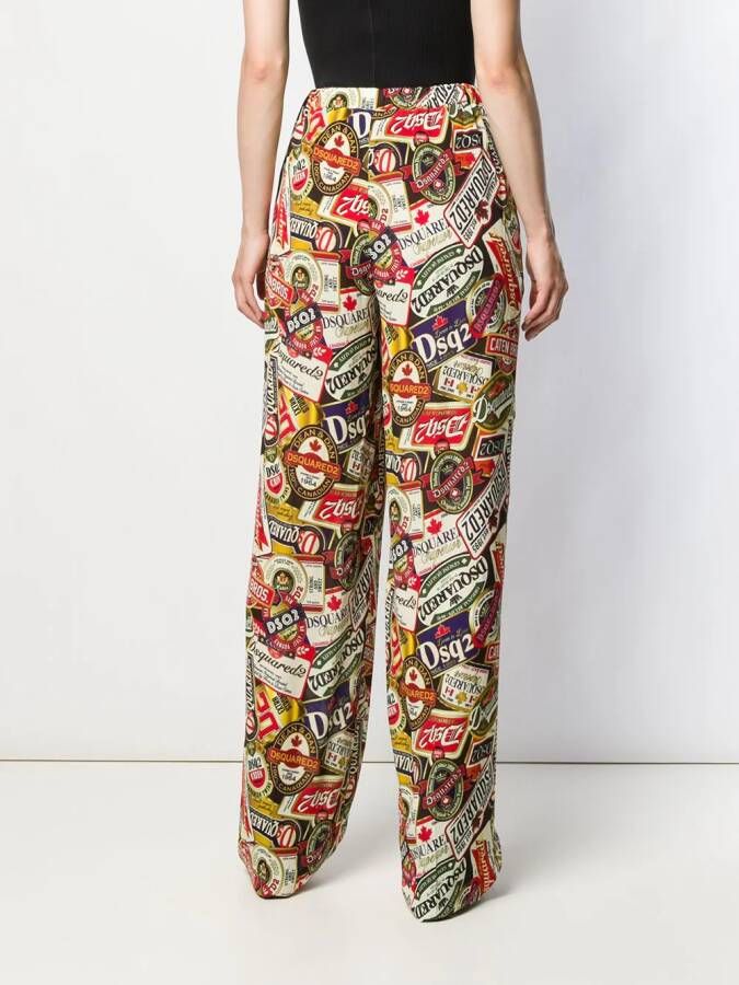DSQUARED2 Palazzo broek met print Beige