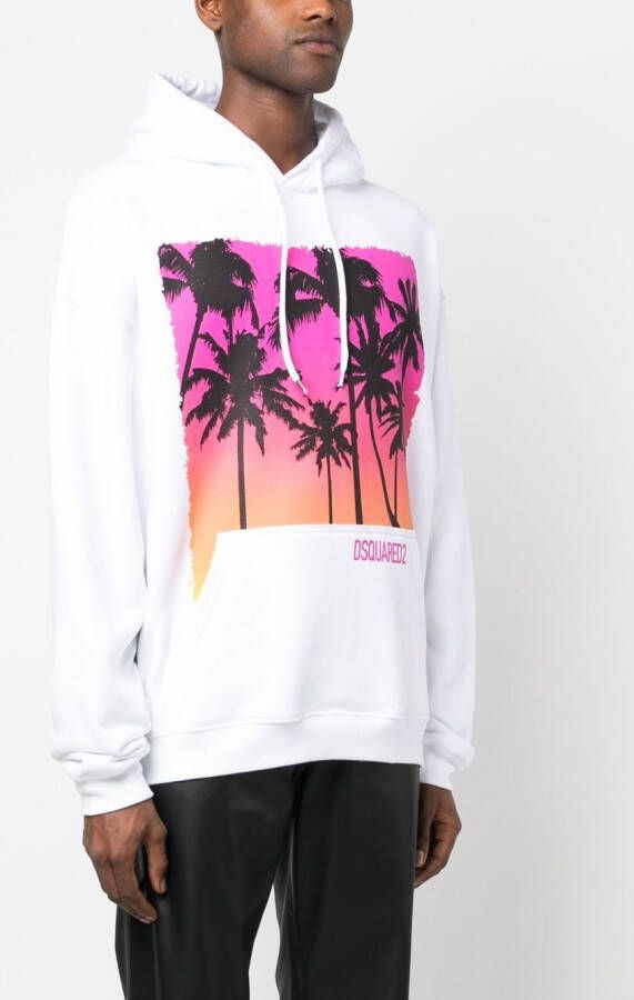 DSQUARED2 Hoodie met palmprint Wit