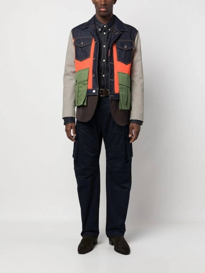Dsquared2 patchwork buttoned jacket Blauw