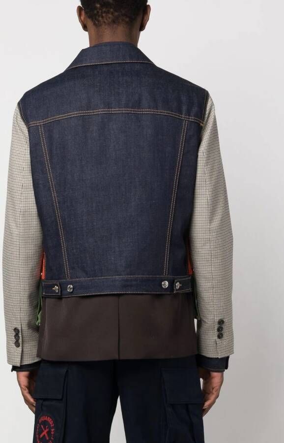 Dsquared2 patchwork buttoned jacket Blauw