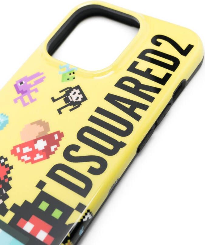 Dsquared2 pixelated-print iPhone 14 case Geel