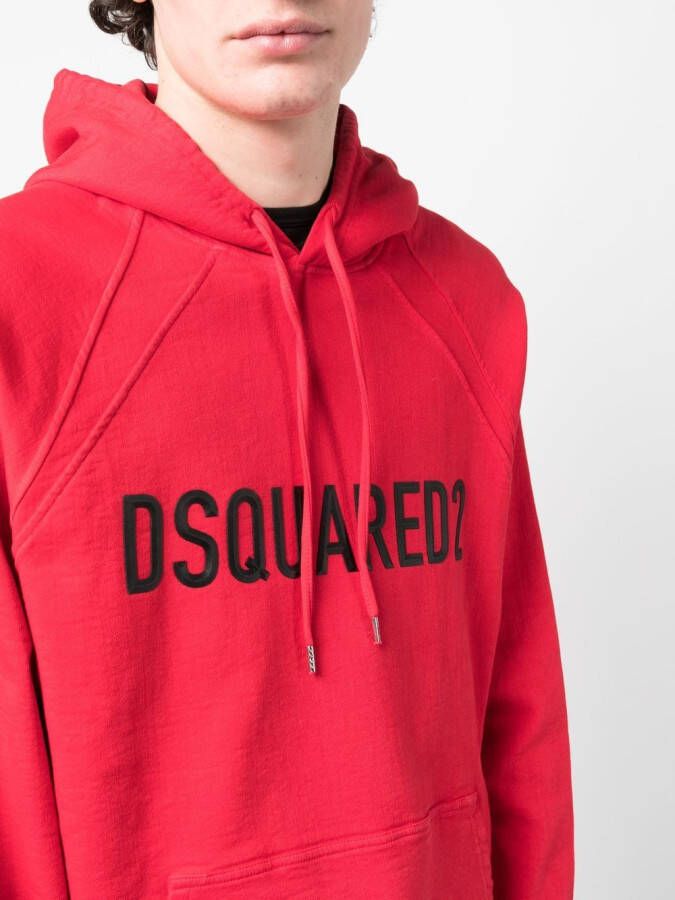 Dsquared2 raised-logo drawstring hoodie Rood