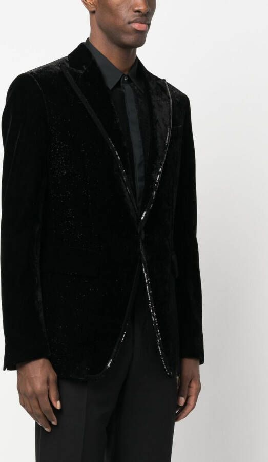 DSQUARED2 sequined-trim velvet blazer Zwart