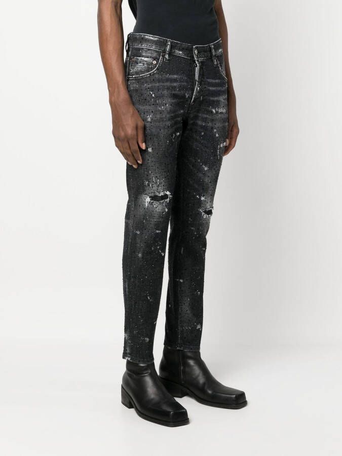 Dsquared2 Skater embellished skinny jeans Zwart