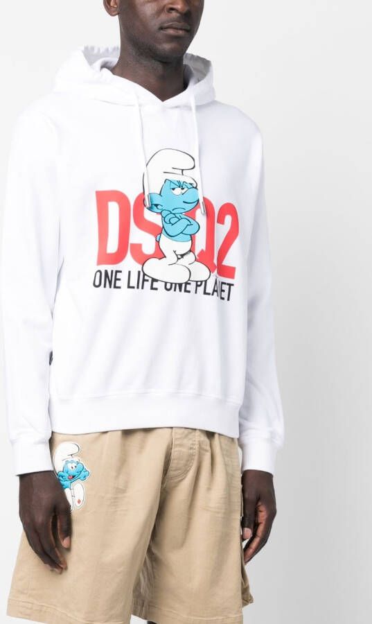 DSQUARED2 Hoodie met tekst Wit