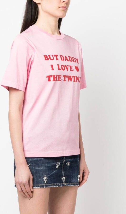 Dsquared2 slogan-print cotton T-shirt Roze