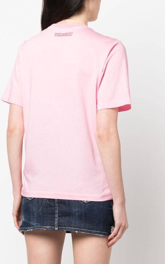Dsquared2 slogan-print cotton T-shirt Roze