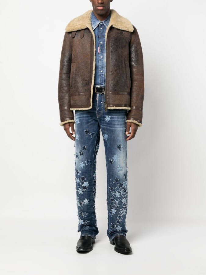 DSQUARED2 star-motif patchwork jeans Blauw