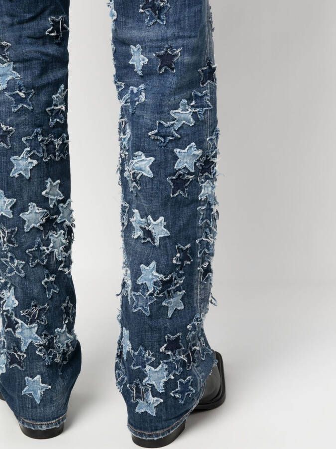 DSQUARED2 star-motif patchwork jeans Blauw