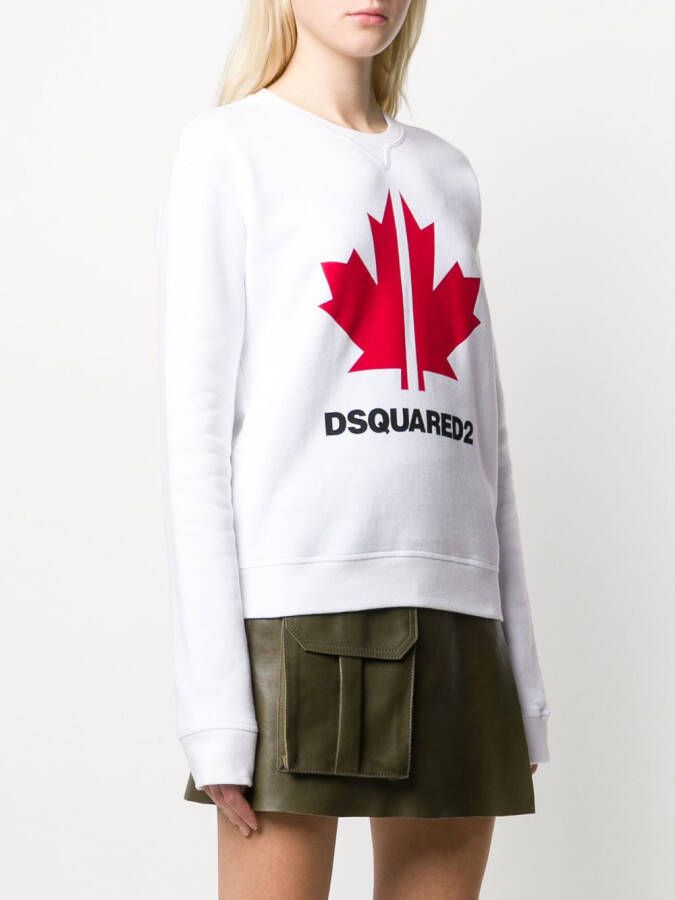 Dsquared2 Sweater met bladeren print Wit