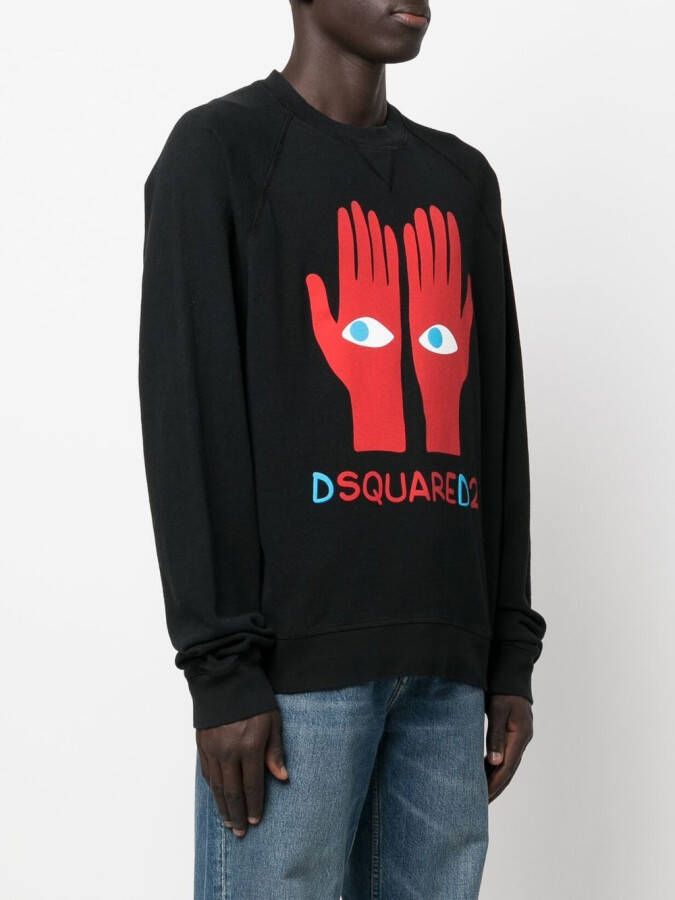 Dsquared2 Sweater met grafische print Zwart