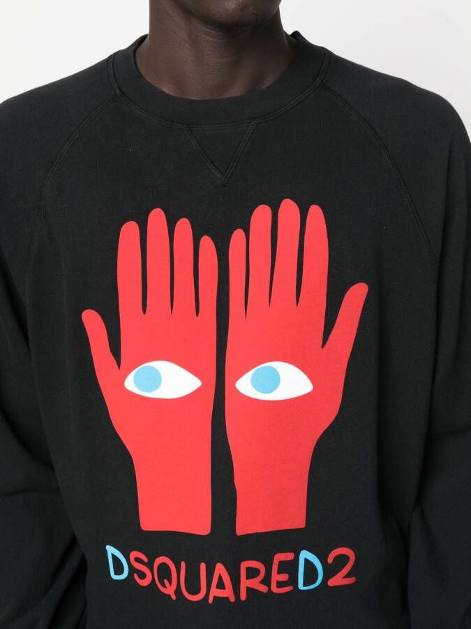 Dsquared2 Sweater met grafische print Zwart