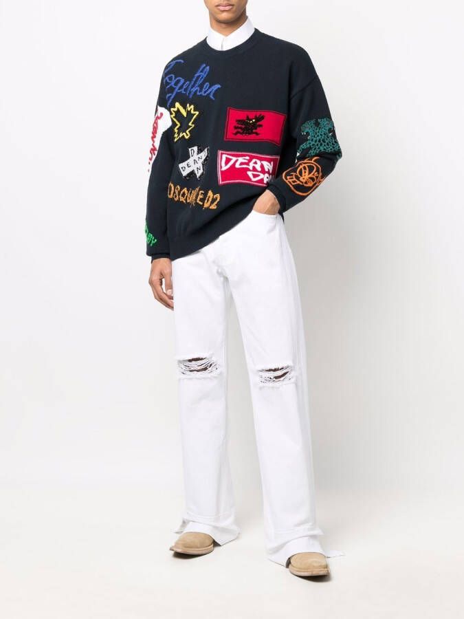DSQUARED2 Sweater met logopatch Blauw