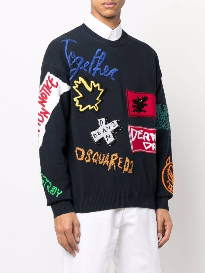 DSQUARED2 Sweater met logopatch Blauw