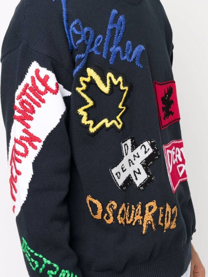 DSQUARED2 Sweater met logopatch Blauw