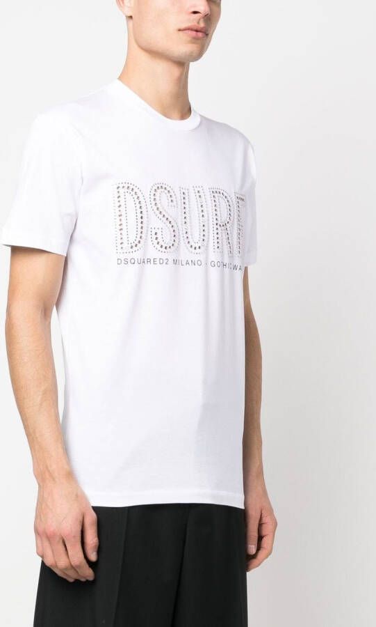 Dsquared2 T-shirt met logo van studs Wit