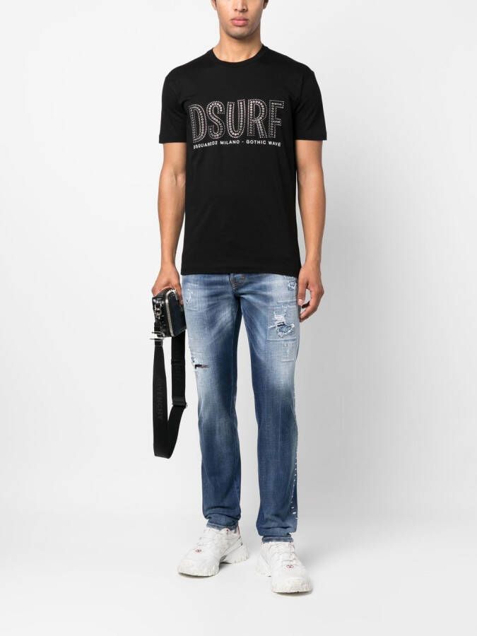 Dsquared2 T-shirt met logo van studs Zwart