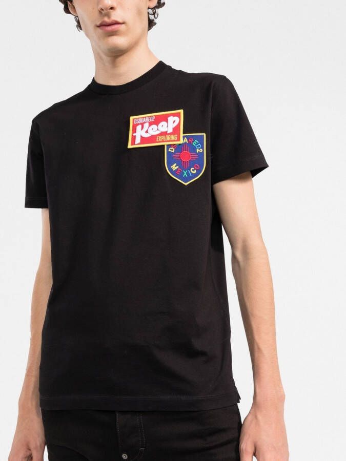 DSQUARED2 T-shirt met logopatch Zwart