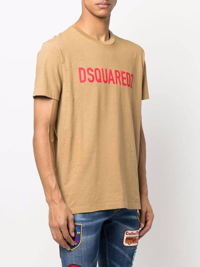 Dsquared2 T-shirt met logoprint Beige