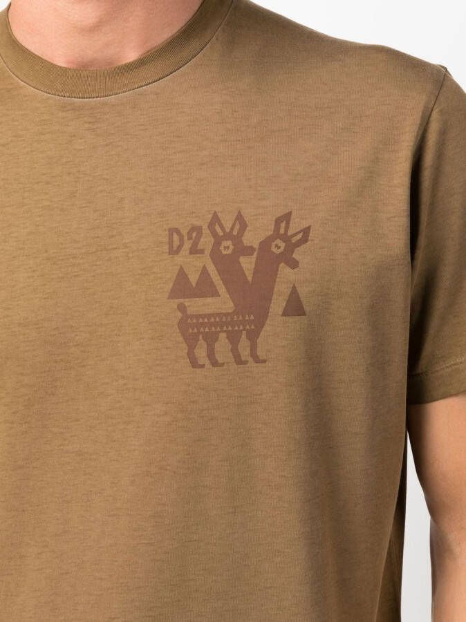 Dsquared2 T-shirt met logoprint Bruin