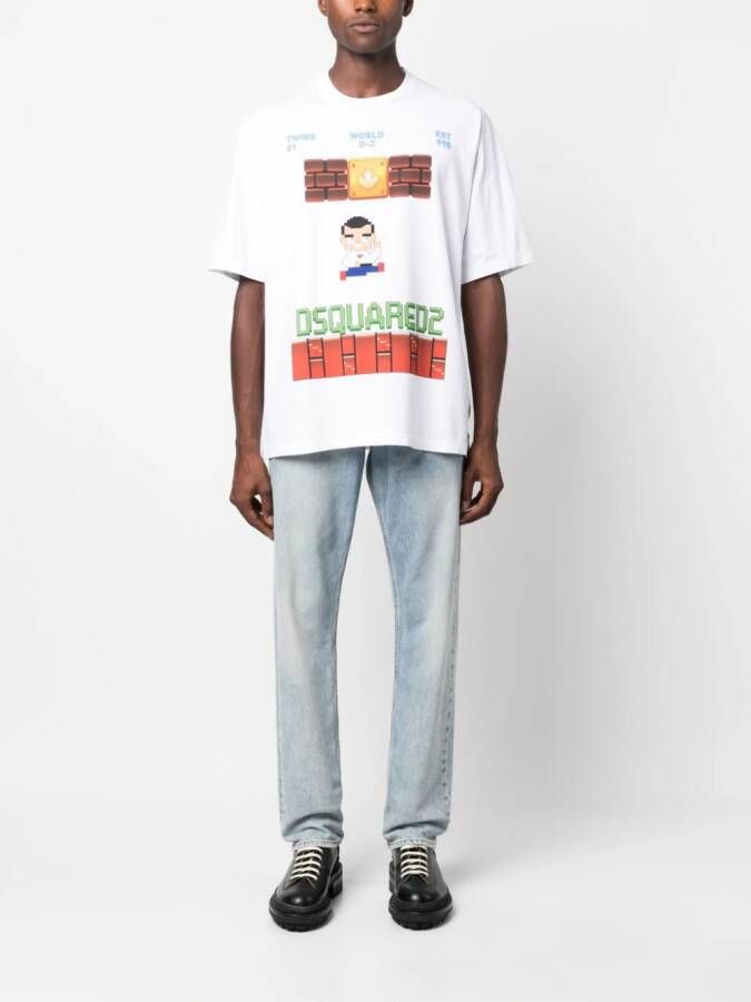 DSQUARED2 T-shirt met logoprint Wit
