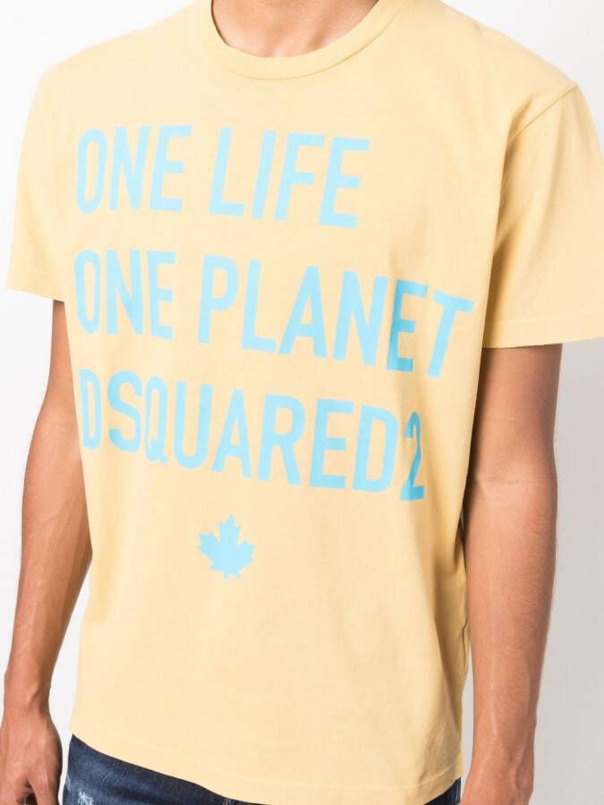 Dsquared2 T-shirt met tekst Geel