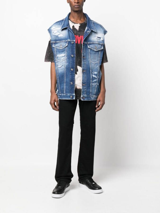 DSQUARED2 T-shirt met tie-dye print Zwart