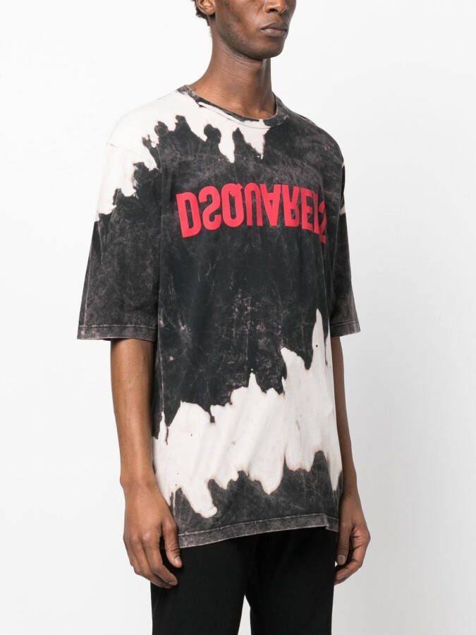 DSQUARED2 T-shirt met tie-dye print Zwart