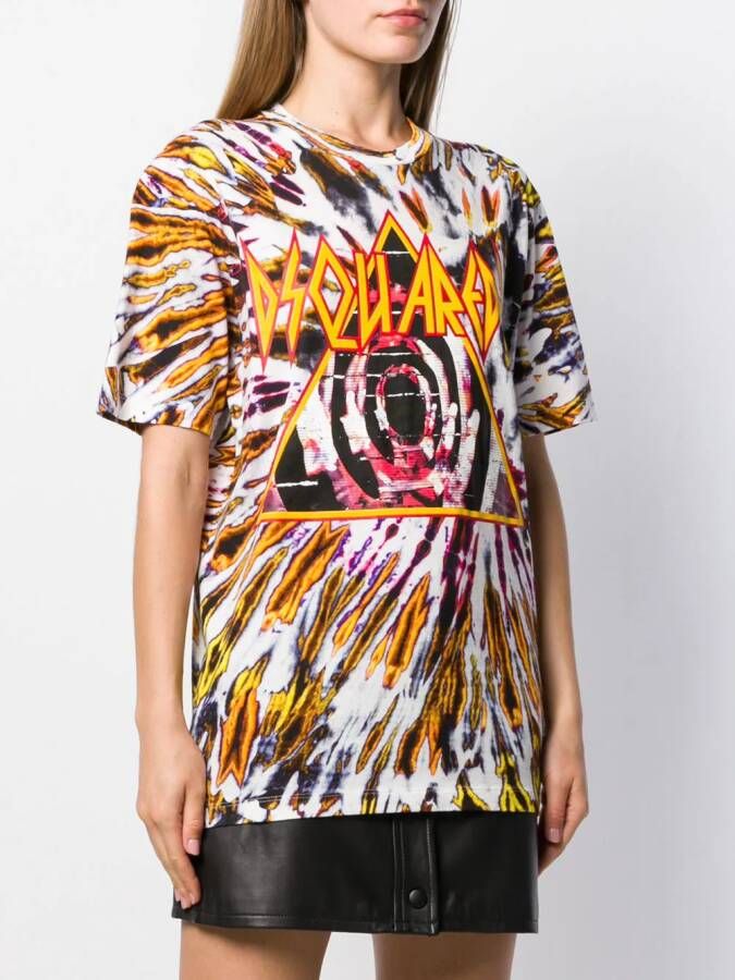 DSQUARED2 T-shirt met tie-dye print Zwart