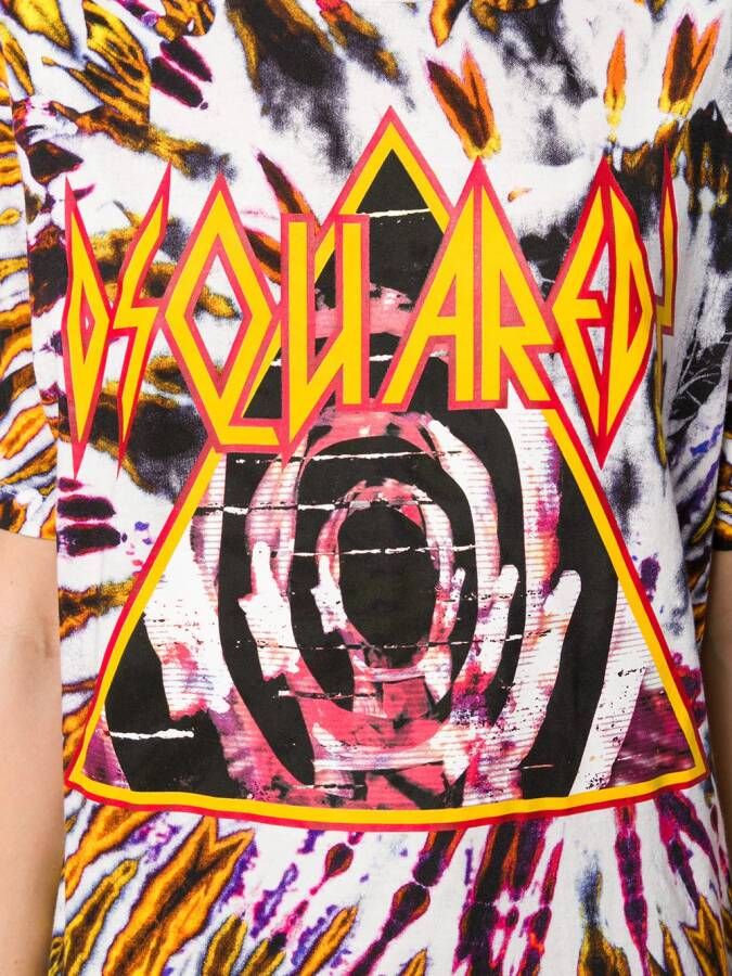 DSQUARED2 T-shirt met tie-dye print Zwart