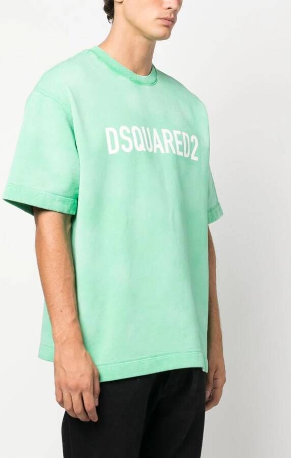 DSQUARED2 T-shirt met verlaagde schouders Groen