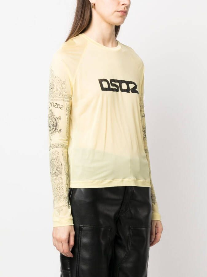 DSQUARED2 Top met logoprint Geel
