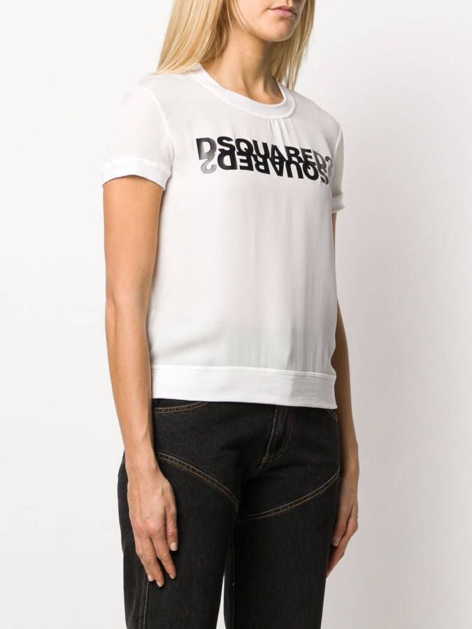 DSQUARED2 Top met spiegelend logo Wit