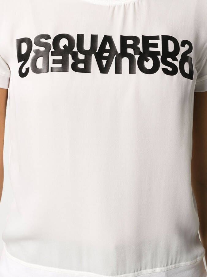 DSQUARED2 Top met spiegelend logo Wit