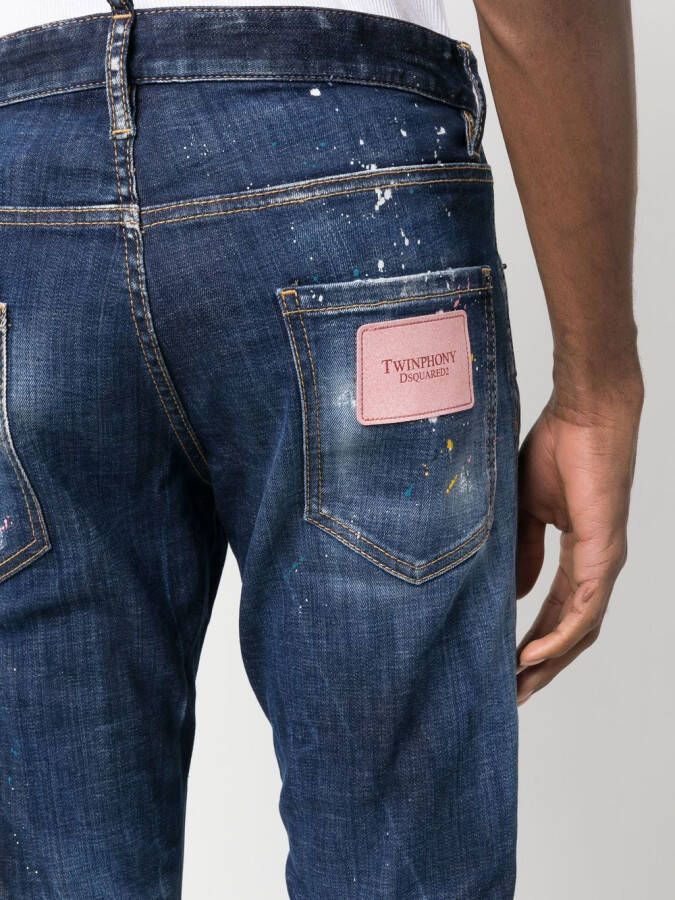 DSQUARED2 Twimphony paint-splatter jeans Blauw