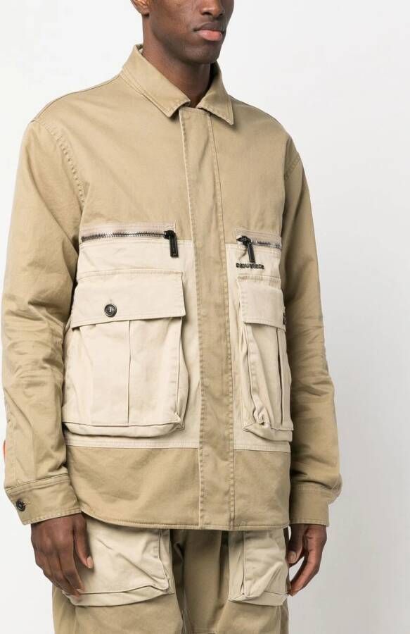 Dsquared2 two-tone flap-pocket jacket Beige