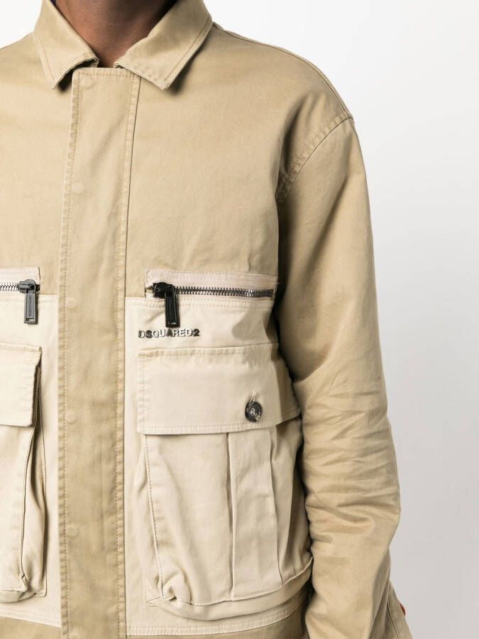Dsquared2 two-tone flap-pocket jacket Beige