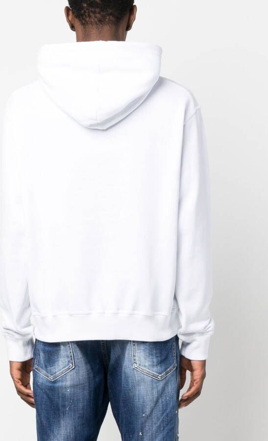 DSQUARED2 University print drawstring hoodie Wit
