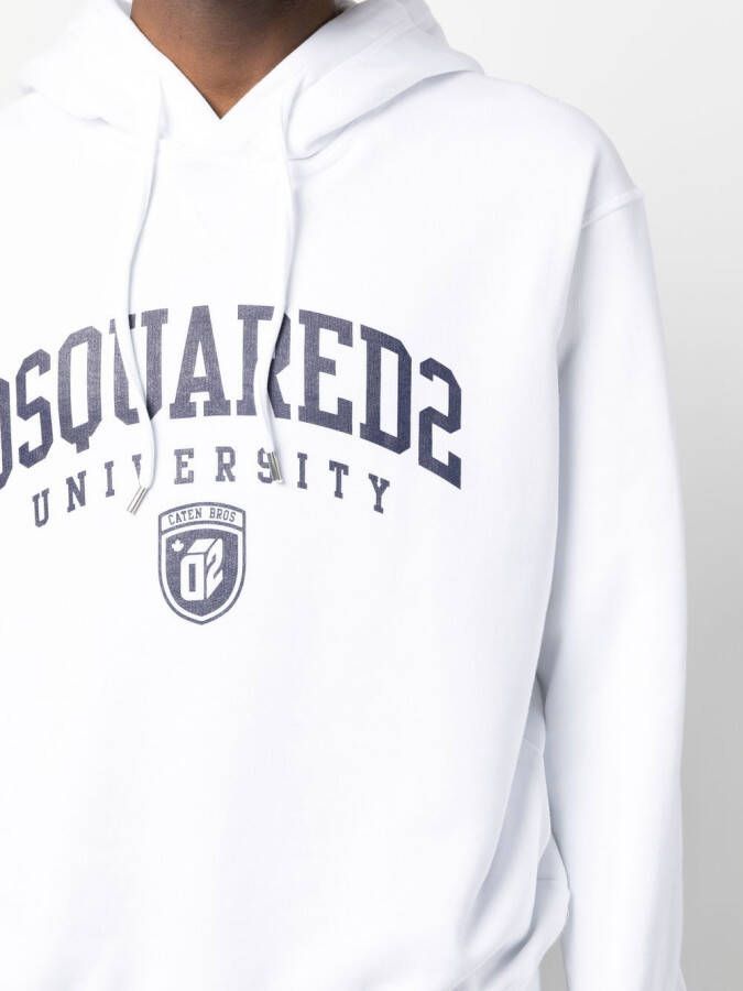 DSQUARED2 University print drawstring hoodie Wit