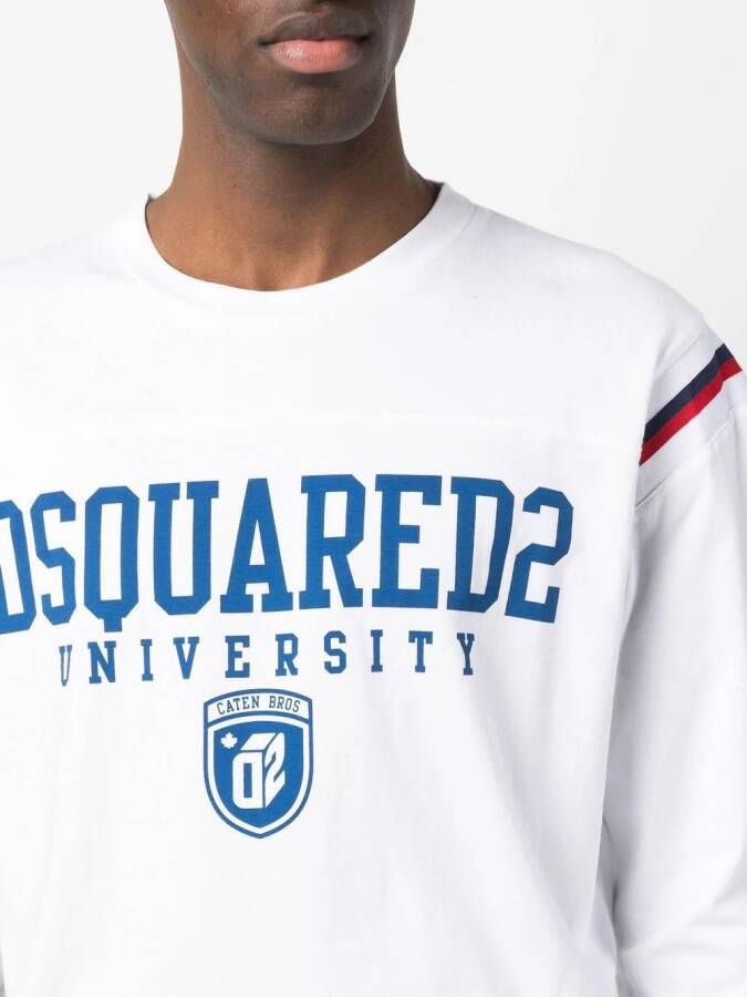 Dsquared2 University-print long-sleeve T-shirt Wit