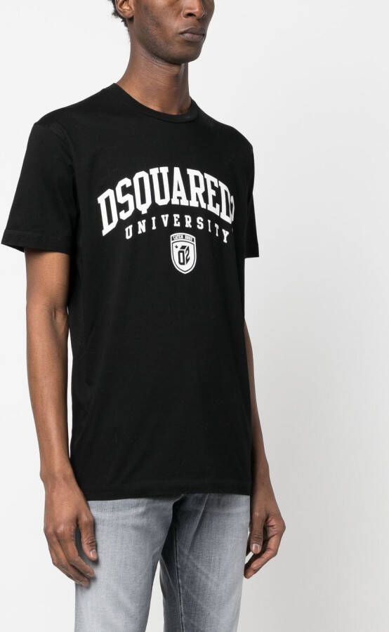 DSQUARED2 University print short-sleeve T-shirt Zwart