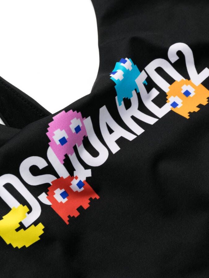 Dsquared2 x Pac Man badpak met logoprint Zwart