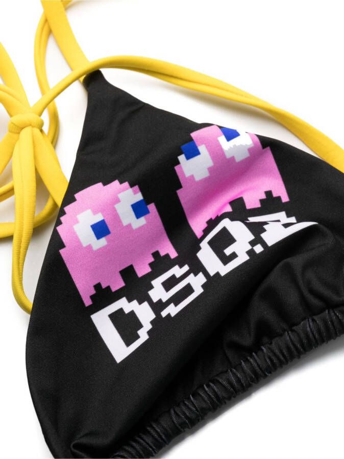 Dsquared2 x Pac Man triangel bikinitop Zwart
