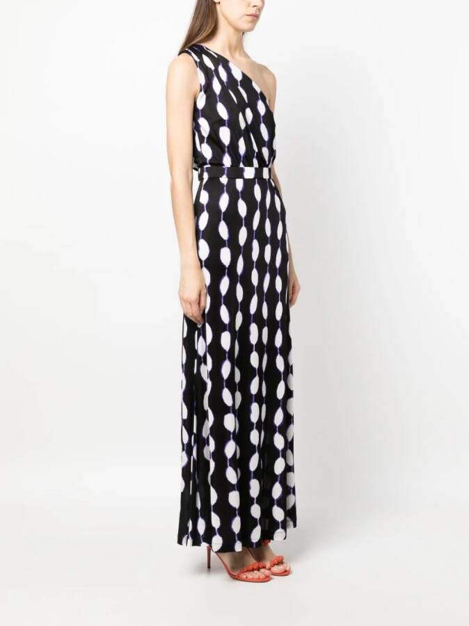 DVF Diane von Furstenberg Midi-jurk met abstracte print Zwart