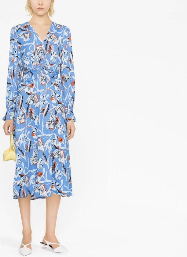 DVF Diane von Furstenberg Gesmockte jurk Blauw