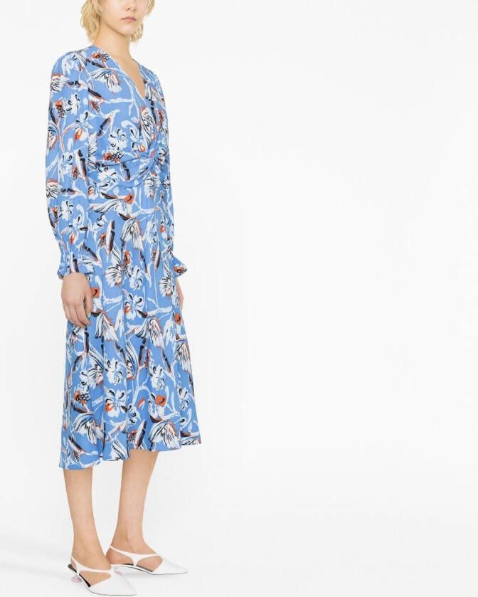 DVF Diane von Furstenberg Gesmockte jurk Blauw