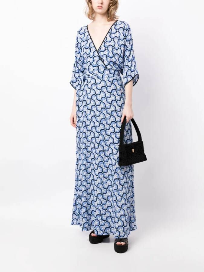 DVF Diane von Furstenberg Maxi-jurk met V-hals Blauw