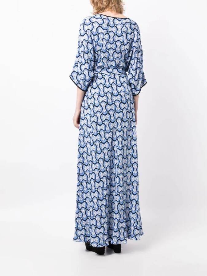 DVF Diane von Furstenberg Maxi-jurk met V-hals Blauw