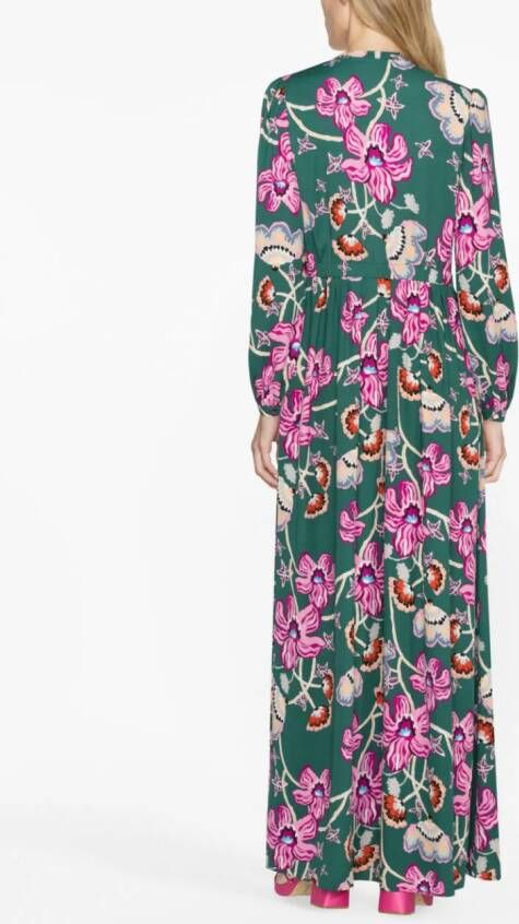 DVF Diane von Furstenberg Maxi-jurk met bloemenprint Groen